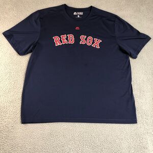 Boston Red Sox Shirt Blue Mens XXL Majestic MLB Baseball‎ #43 Sportswear Logo